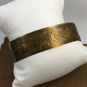 Antique Victorian Cuff Bracelet 10KGF Flower Motif